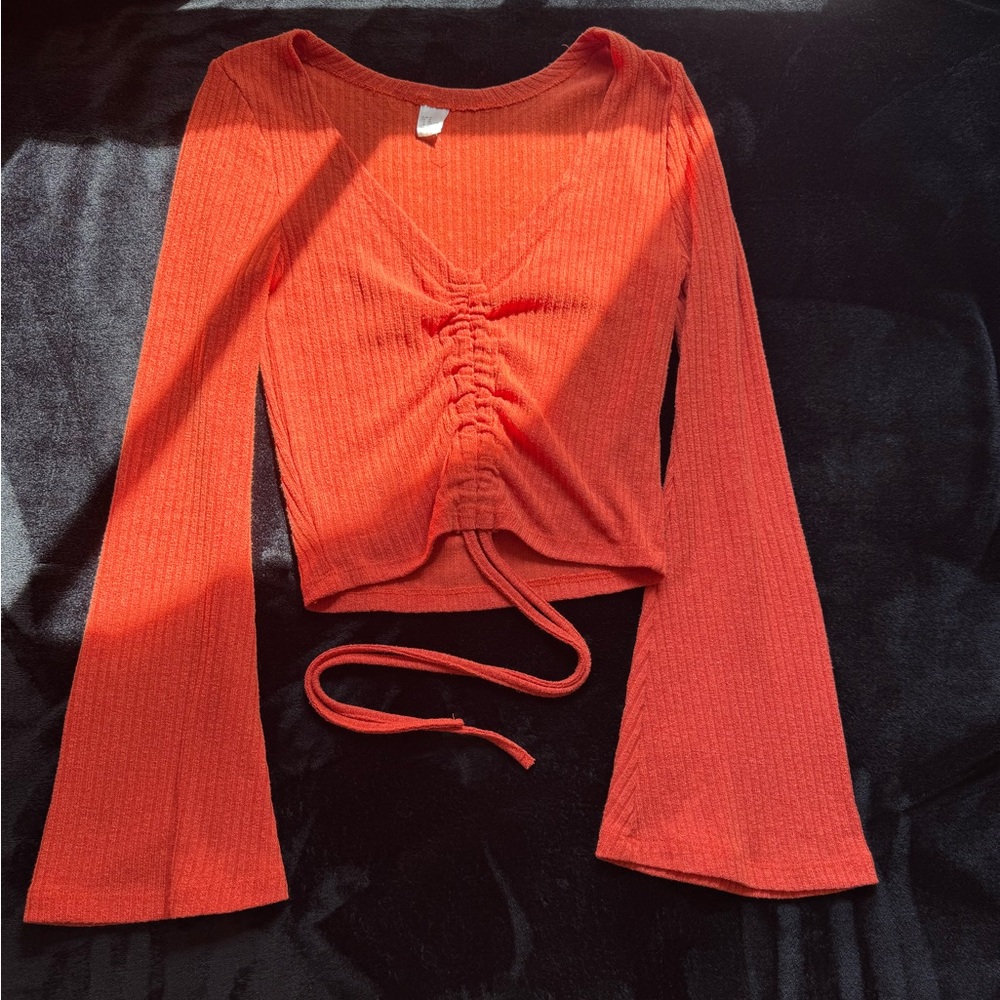 Orange Long Sleeeve Crop Top